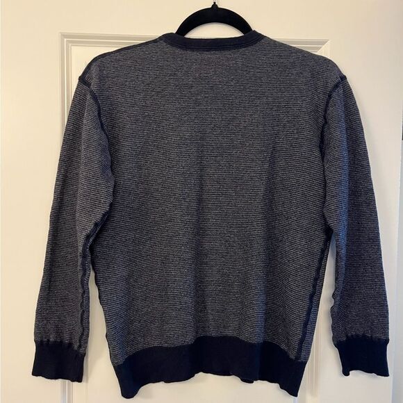 Bugatchi 100% Merino Wool Sweater Navy Gray Strip Men’s Size XL - Picture 2 of 4